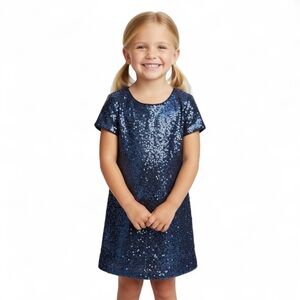 Gap Kids Size XS (4-5) Black Sequin Short Sleeve Party Dress